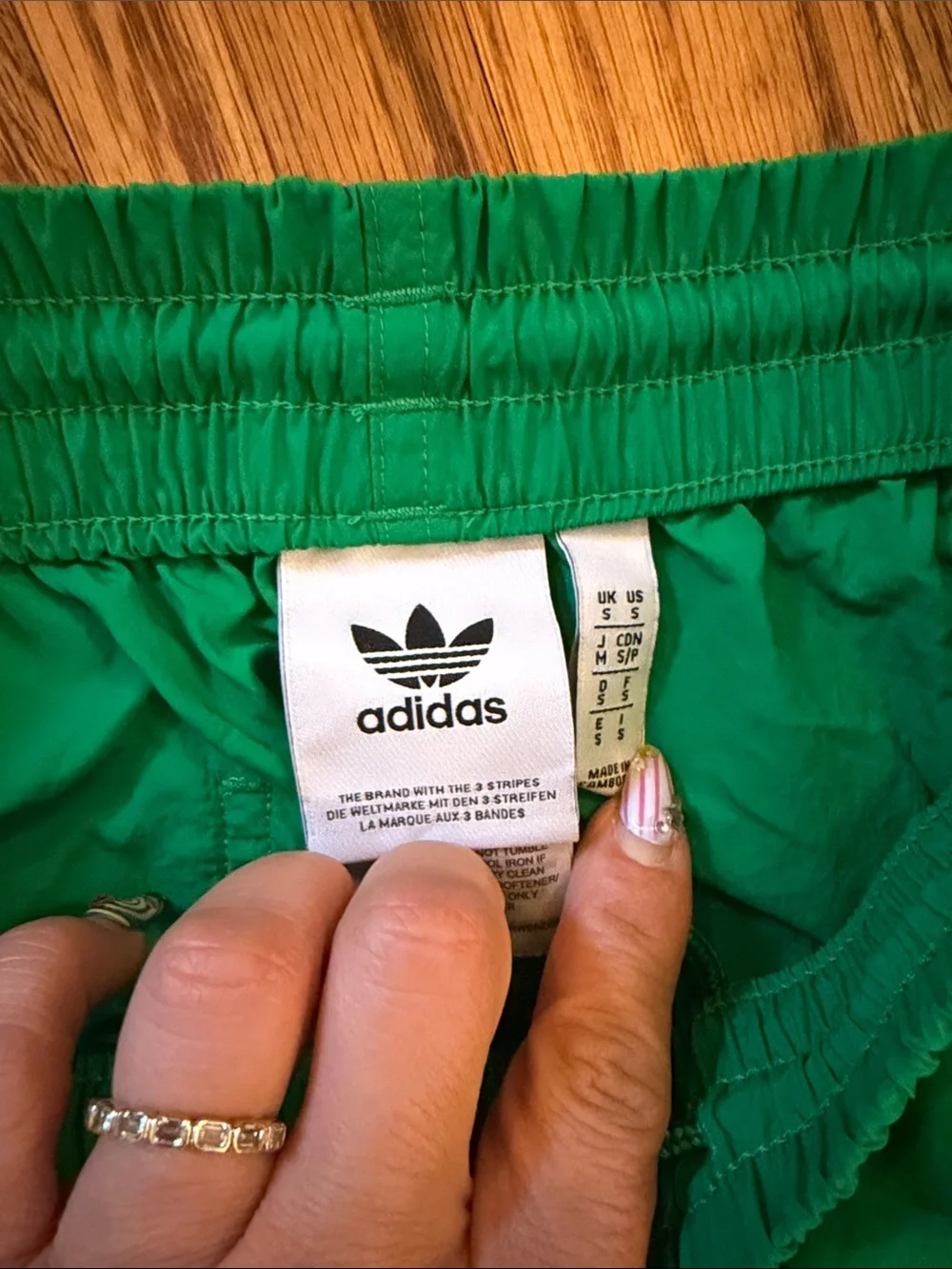 adidas Originals Green Athletic Shorts with White Three Stripes